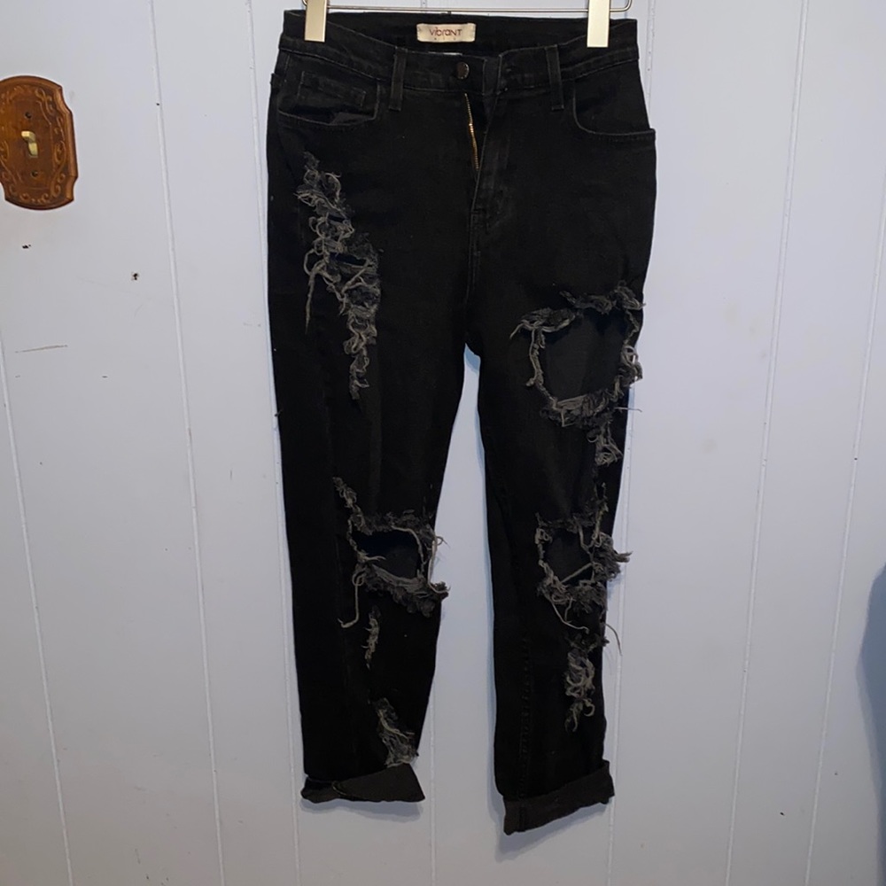 black ripped jeans